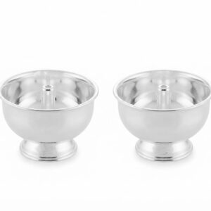 SIMPLE ROUND SILVER DIYA PAIR - 925 STERLING SILVER