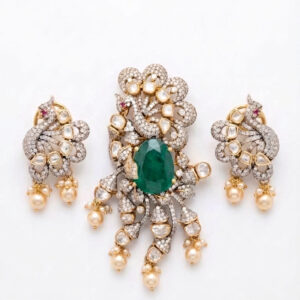 PEACOCK MOTIF SILVER PENDANT SET | BUY ONLINE INDIA