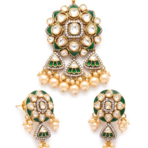 FLORAL MEENAKARI PEARL SILVER PENDANT SET | BUY ONLINE INDIA