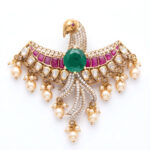 REGAL BIRD MOTIF PEARL SILVER PENDANT SET | BUY ONLINE INDIA