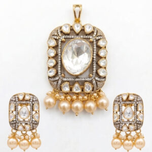 ROYAL CRYSTAL PEARL SILVER PENDANT SET | BUY ONLINE INDIA