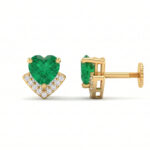 GREEN HEART SPARKLE GOLD STUD EARRINGS - 22K JEWELLERY