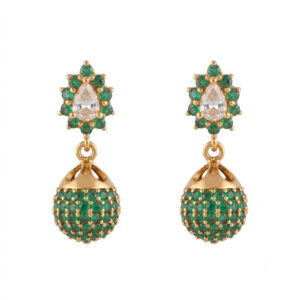GREEN CASADE GOLD STUD EARRINGS - 22K JEWELLERY