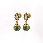 GREEN CASADE GOLD STUD EARRINGS - 22K JEWELLERY