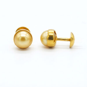 GOLD PEARL BALL STUD EARRINGS - 22K JEWELLERY