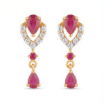 ELEGANT CRIMSON PEAR CUT GOLD STUD EARRINGS - 22K JEWELLERY
