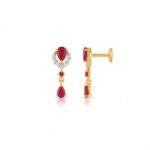 ELEGANT CRIMSON PEAR CUT GOLD STUD EARRINGS - 22K JEWELLERY