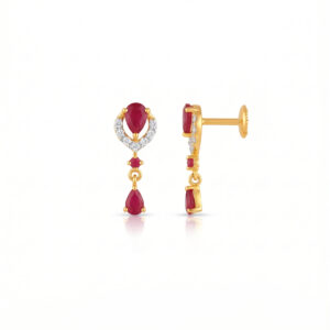 ELEGANT CRIMSON PEAR CUT GOLD STUD EARRINGS - 22K JEWELLERY